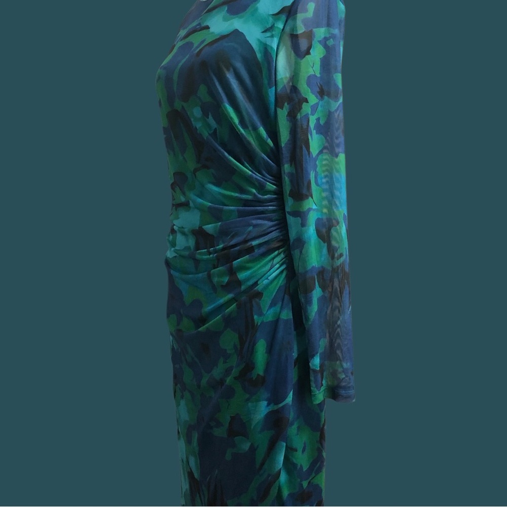 Green and Blue Long Sleeve Bodycon Dress for Night Out - Picture 10 of 15